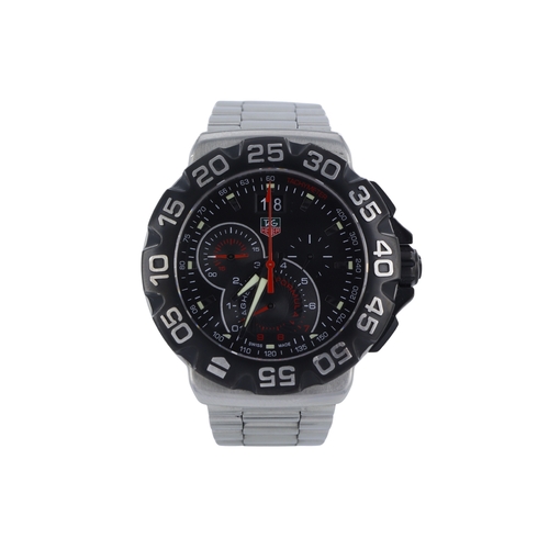 138 - Tag Heuer Formula 1 stainless steel gents quartz chronograph wristwatch, ref. CAH1010. The black dia... 