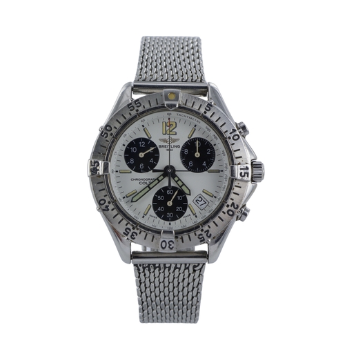 182 - Breitling Colt stainless steel cased gents quartz chronograph wristwatch, ref. A53035. The white dia... 