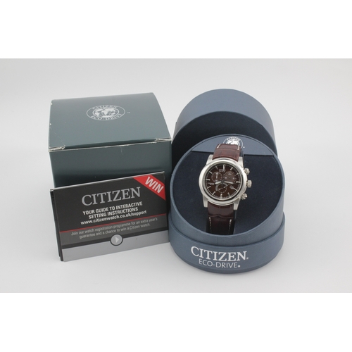 186 - Citizen Eco-Drive WR 100 stainless steel cased gents quartz wristwatch, ref. H500-S049628. The brown... 