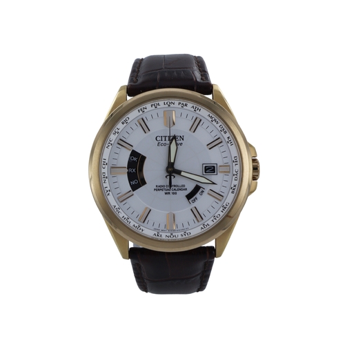 188 - Citizen 'The Signature Collection' World Perpetual stainless steel cased gents quartz wristwatch, re... 