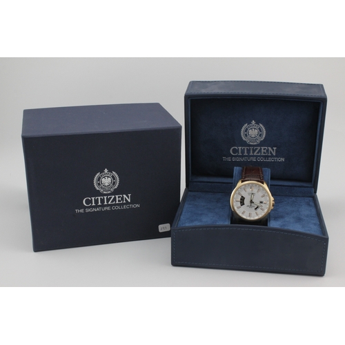 188 - Citizen 'The Signature Collection' World Perpetual stainless steel cased gents quartz wristwatch, re... 