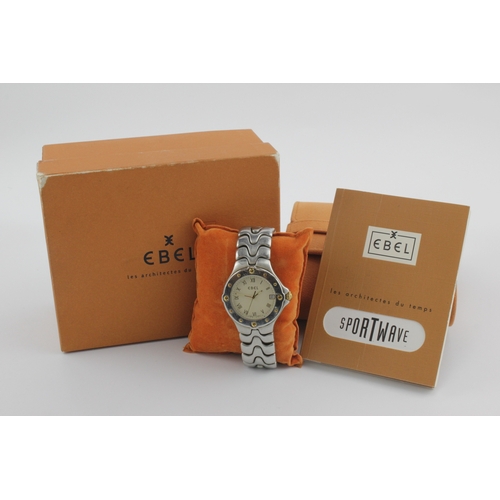 189 - Ebel Sportwave stainless steel cased mid-size/unisex quartz wristwatch, ref. E6187631. The creamed d... 