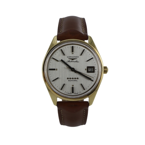 190 - Longines Admiral 18ct gents automatic wristwatch, ref. 8338 4, circa 1974. The silvered dial with ba... 