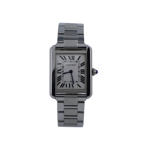 192 - Cartier Tank Solo mid-size/lady's stainless steel cased quartz wristwatch, ref. 3170, serial. 7077xx... 