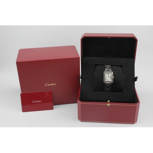 192 - Cartier Tank Solo mid-size/lady's stainless steel cased quartz wristwatch, ref. 3170, serial. 7077xx... 