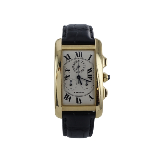 197 - Cartier Tank Americaine 18ct gents chronograph quartz wristwatch, ref. 1730, circa 2000s. The silver... 