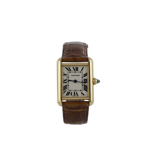 202 - Cartier Tank Louis 18ct ladies quartz wristwatch, ref. 2442, circa 2000s. The white dial with Roman ... 