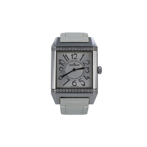 214 - Jaeger-LeCoultre Reverso Squadra stainless steel and diamond set ladies manual wind wristwatch, ref.... 