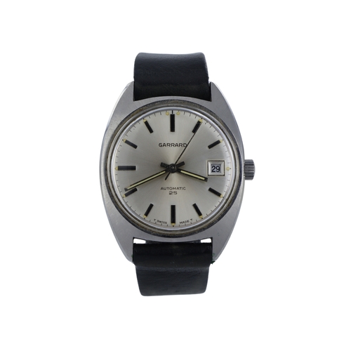 230 - Gents stainless steel Garrard 25 automatic wristwatch, circa 1970s. The silvered dial with baton mar... 