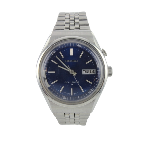 232 - Seiko Bell-Matic stainless steel gents automatic wristwatch, ref. 4006-6070, circa 1976. The blue di... 