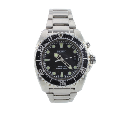 246 - Seiko Kinetic Divers 200m stainless steel gents quartz wristwatch, ref. 5M62-0BL0, circa 2012. The b... 