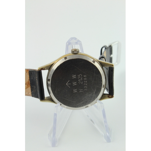 249 - Buren British Military issue 'Dirty Dozen' wristwatch. The black dial with white Arabic numerals, br... 