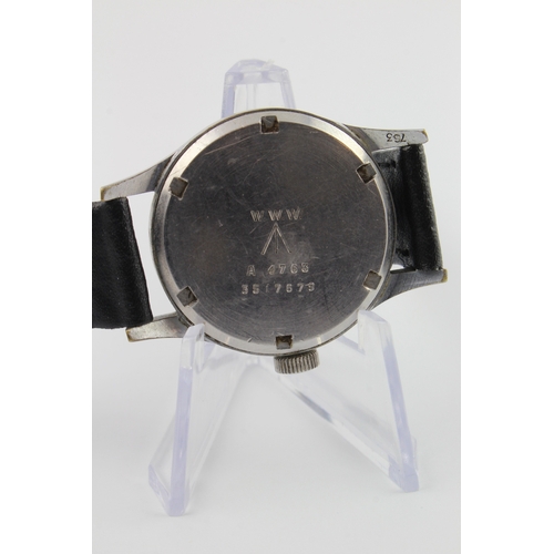 258 - Vertex British Military issue 'Dirty Dozen' wristwatch. The black dial with white Arabic numerals, b... 