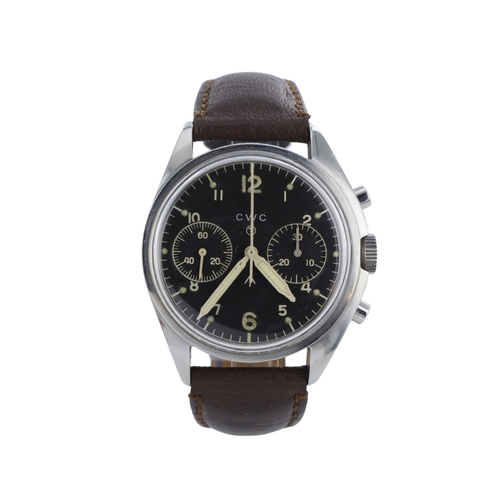 260 - CWC British Military 'Fab-Four' RAF pilots chronograph wristwatch, dated 1974. The black dial with A... 