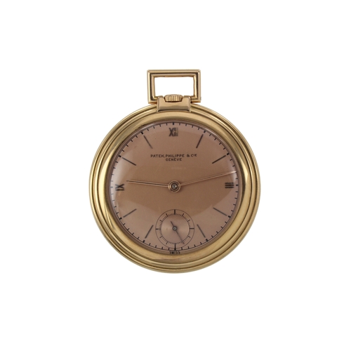 277 - Patek Phillipe 18ct pink gold open face keyless pocket watch, circa 1930s. The brushed pink dial wit... 