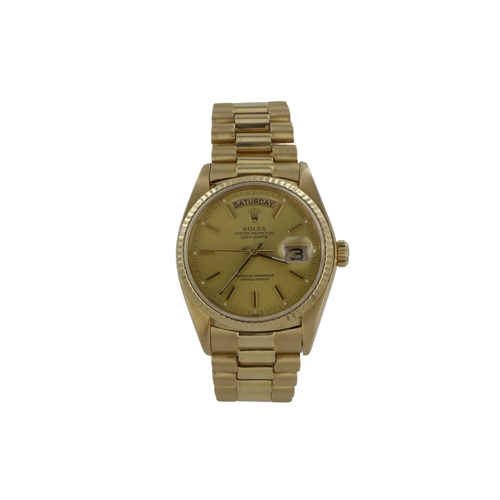 37 - Rolex Oyster Perpetual Day-Date 18ct gents wristwatch, ref. 18038, serial. 6710xxx, circa 1981. The ... 