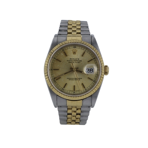 50 - Rolex Oyster Perpetual Datejust stainless steel and gold gents wristwatch, ref. 16233, serial. W587x... 