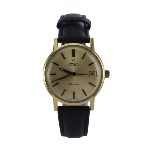 66 - Omega Geneve 18ct gents automatic wristwatch, ref. 166.163, serial. 35438xxx, circa 1972. The gilt d... 