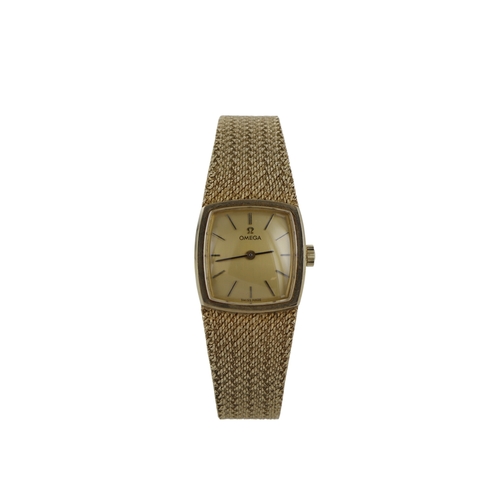 72 - Ladies 9ct cased Omega manual wind wristwatch, ref. 7115570, circa 1970. The gilt dial with baton ma... 