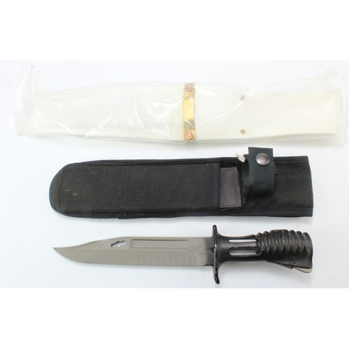 109 - SA80 Bayonet, black web scabbard, plus white parade scabbard, unused condition