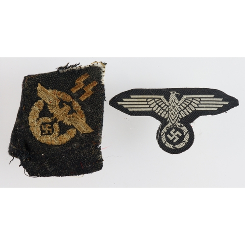 1090 - German SS Police and SS Forage cap cloth eagles.