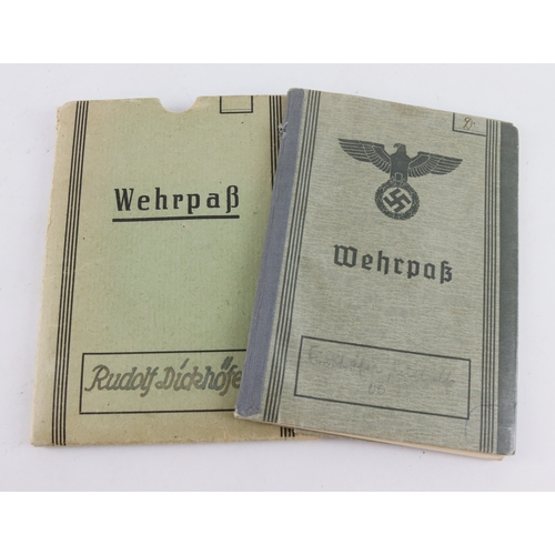 1120 - German Wehrmacht wehrpas Rudolf Dickhofer born 1900 so possibly WW1 service, book dated WBK Solingen... 