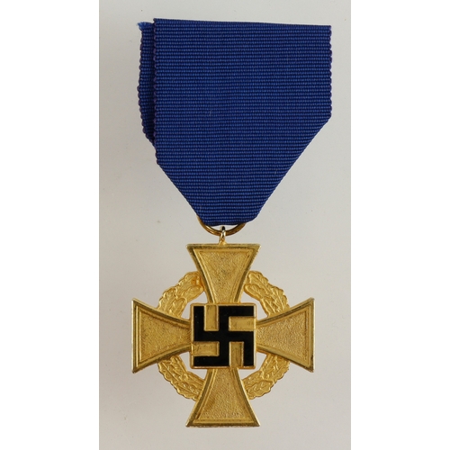 1142 - German WW2 40 Year Faithful  Service medal with award document to Wilhelm Schroder dated 1-9-1939 wi... 