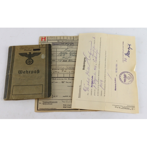 1144 - German WW2 Army Wehrpak nicely filled in with good service details no awards noticed.