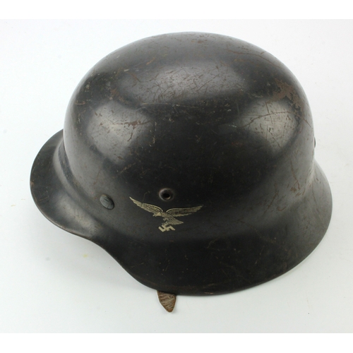 1165 - German WW2 M35 double decal Luftwaffe Helmet with original liner and chinstrap. Helmet stamped '3665... 