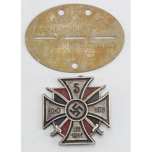 1187 - Germany from a one owner collection - a Russian Kosaken / Kosak / Cossack badge and identity tag, th... 