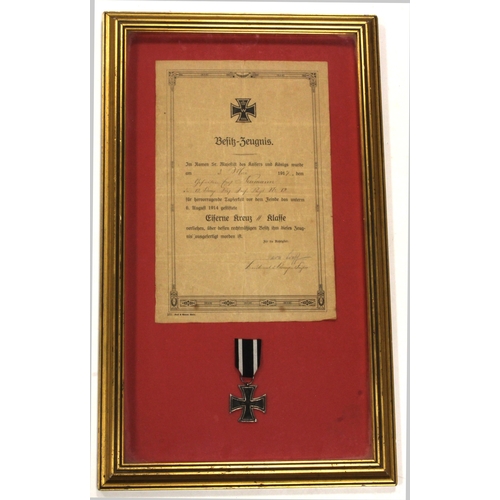 1190 - Imperial German Iron Cross 2nd Class with an original 3rd May 1917 dated Certificate for the Iron Cr... 