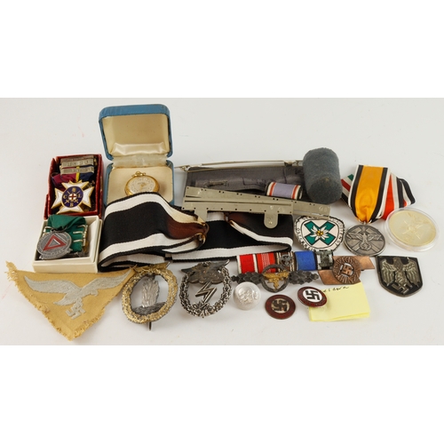 1201 - Mixed lot of German 3rd Reich items including Mine Rescue medal, maker marked SS Totenkopf button, v... 