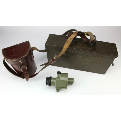 1204 - WW1 German Ammunition Can, plus Machine Gun sight in leather pouch