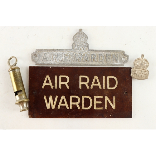 149 - ARP wardens documents door plaques, booklets, whistle etc.