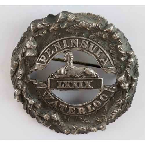 156 - Badge a 79th LXXIX Foot Queens Own Cameron Highlanders Officers Plaid brooch, marked silver.