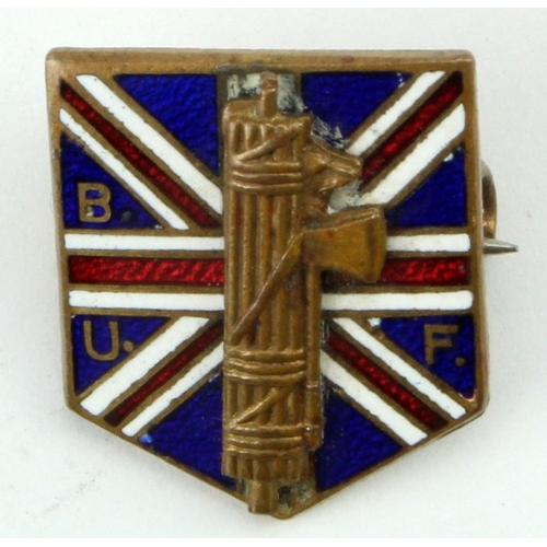 210 - British Union of Fascists (B.U.F.) members pin badge, gilt brass and enamel, maker marked 'W O Lewis... 