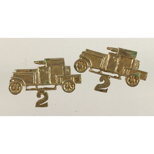 438 - WW1 light armoured car collar dogs/ badges.