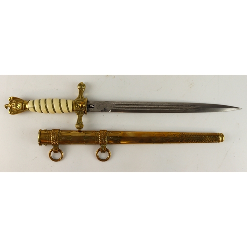 45 - German 3rd Reich Kriegsmarine dagger with scabbard, blade maker marked Paul Weyersberg & Co Solingen