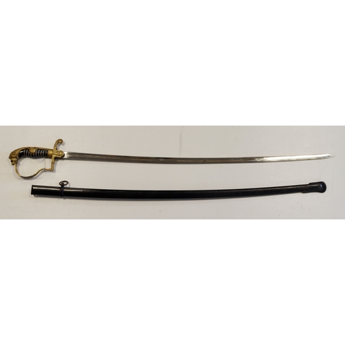 46 - German 3rd Reich Officers Sword with scabbard, marked on the lenget '8MGK' (8th Machine Gun Company)