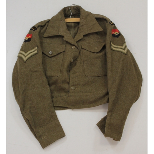 460 - WW2 1940 pattern battle dress blouse to a Cpl in the RASC, complete with Middle Eastern Land Forces ... 