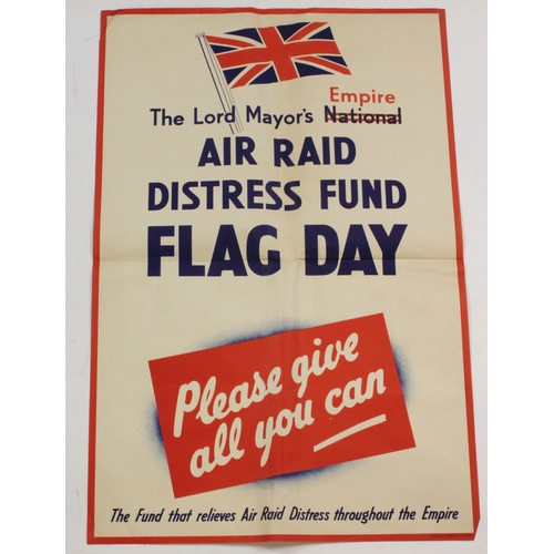 475 - WW2 original poster air raid fund flag day.