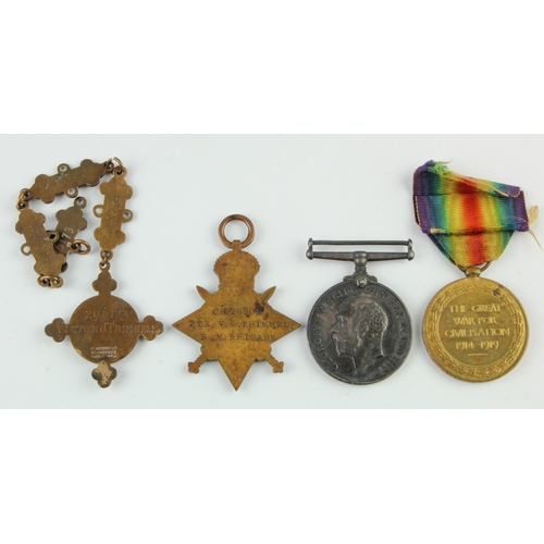 502 - 1914 Star Trio (CH.18502 Pte V G Trimmel R.M.Brigade) (RMLI on Pair) born Stratford, London. Served ... 