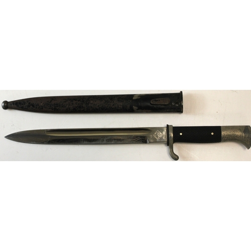 51 - German dress bayonet, E.Packe & Sohne marked blade, with scabbard.