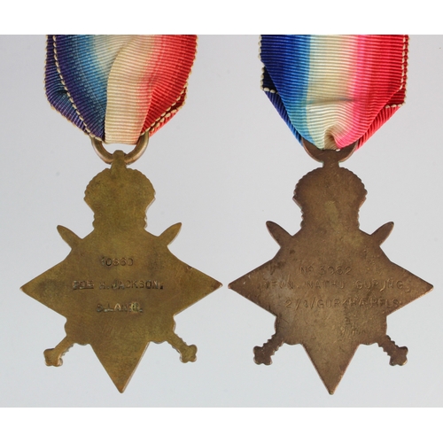 511 - 1915 Star (No 3062 Rfmn Nathu Gurung 2/1/Gurkha Rfls) with another 1915 Star (10860 Pte H Jackson S.... 