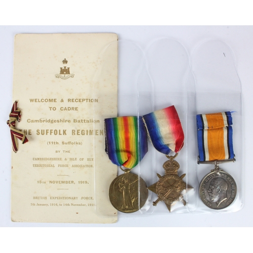 515 - 1915 Star Trio (1724 L.Cpl S Taylor Suff Yeo) pair named Lieut S Taylor. Commissioned 24/10/1916 int... 