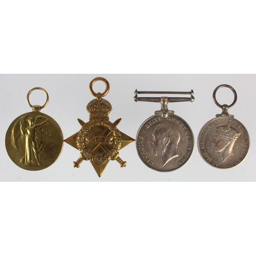 517 - 1915 Star Trio (240289 Pte J Smart Yorks L.I.) pair '2372', with GVI Imperial Service Medal (James S... 