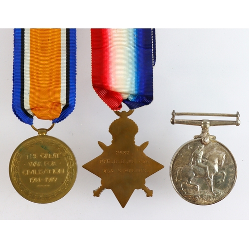 518 - 1915 Star Trio (2532 Pte D D McRae A & S Highrs). Served 8th Bn.   Lived Isle of Mull  (3)