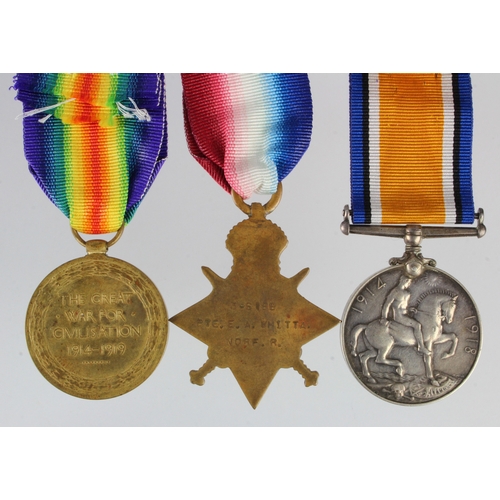 520 - 1915 Star Trio (3-6188 Pte E A Whitta Norfolk Regt)