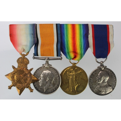 524 - 1915 Star Trio (SS.4487 E J Bruckskaw AB RN) Bruckshaw on pair, and Royal Fleet Reserve LSGC Medal G... 