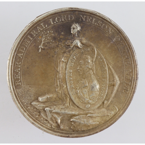 533 - Admiral Nelson medal for the Battle of the Nile, impressed to rim but this worn in places, sold a/f.